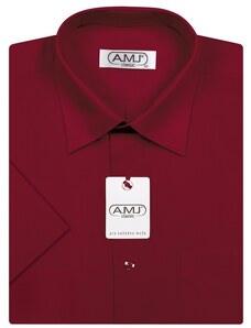 Pánská košile AMJ jednobarevná JK006, vínová, krátký rukáv