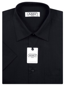 Pánská košile AMJ jednobarevná JK017, černá, krátký rukáv