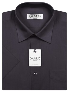Pánská košile AMJ jednobarevná JK019, tmavě šedá, krátký rukáv