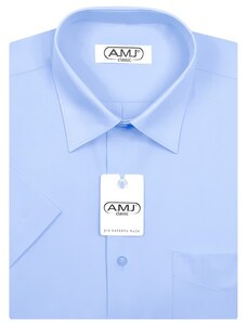 Pánská košile AMJ jednobarevná JK046, azurová, krátký rukáv
