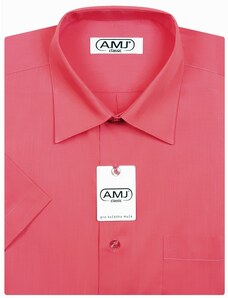 Pánská košile AMJ jednobarevná JK078, malinová, krátký rukáv