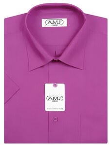 Pánská košile AMJ jednobarevná JK081, fuchsiová, krátký rukáv