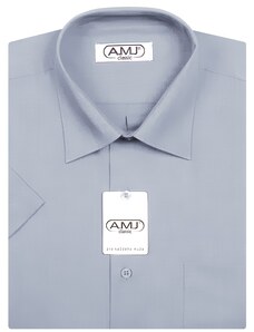Pánská košile AMJ jednobarevná JK082, holubí šeď, krátký rukáv
