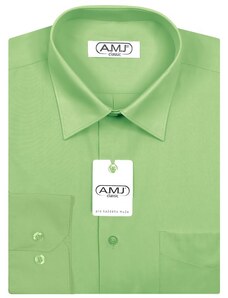 Pánská košile AMJ jednobarevná JD042, jablková, dlouhý rukáv