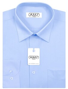 Pánská košile AMJ jednobarevná JD046, azurová, dlouhý rukáv