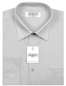 Pánská košile AMJ jednobarevná JD064, světle šedá, dlouhý rukáv