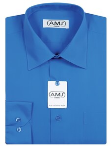 Pánská košile AMJ jednobarevná JD089, modrá, dlouhý rukáv