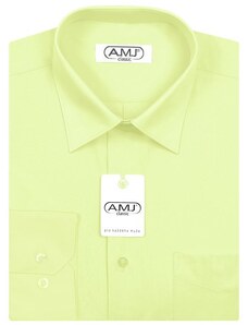 Pánská košile AMJ jednobarevná JDP070, pistáciová, dlouhý rukáv, prodloužená délka