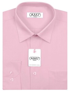 Pánská košile AMJ jednobarevná JDP090, světle fialová, dlouhý rukáv, prodloužená délka