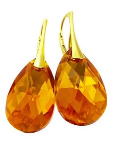 Šperky LAFIRA Style Pozlacené stříbrné náušnice Pear Topaz AB