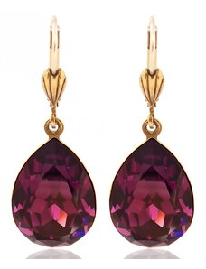 Šperky LAFIRA Style Pozlacené náušnice Pear Amethyst
