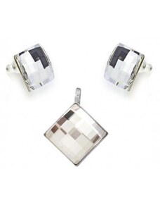 Šperky LAFIRA Style Stříbrná souprava Chessboard Crystal