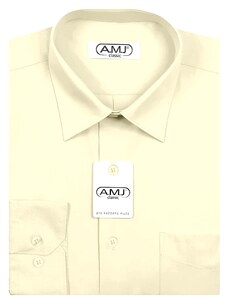Pánská košile AMJ jednobarevná JD016, smetanová, dlouhý rukáv