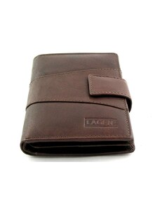 Vysoká kožená peněženka Lagen s přezkou - hnědá