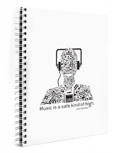 MAKENOTES Záznamová kniha A4 MUSIC J.Hendrix bílé desky