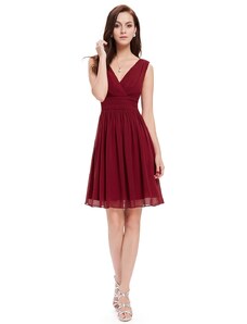 Ever-Pretty Jednoduché vínově červené šaty