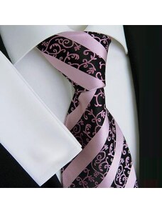 Beytnur 178-1 luxusní hedvábná kravata černo růžová