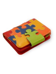 Dámská barevná kožená peněženka s motivem puzzle Kenzie