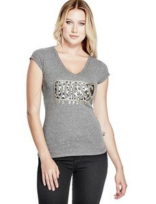 GUESS tričko Ember Wild Logo tee šedé, 43433350320-XS