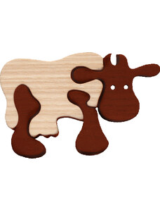 Fauna Dřevěné vkládací puzzle z masivu - malá kráva hnědá
