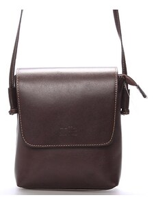 Delami Vera Pelle Kožená elegantní crossbody kabelka Arleen, tmavě hnědá