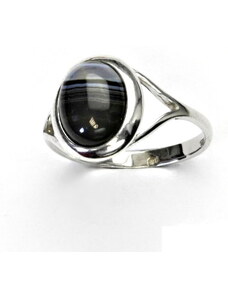 Čištín s.r.o. Sříbrný prsten, přírodní achát, prstýnek ze stříbra, T 1453