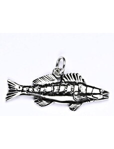 Čištín s.r.o. Stříbrný přívěšek, ryba - candát obecný s patinou, přívěsek ze stříbra P 162