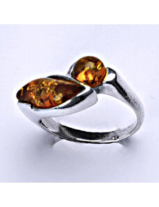 Čištín s.r.o. Stříbrný prsten s přírodními jantary, prsten ze stříbra, jantar 4,15 g