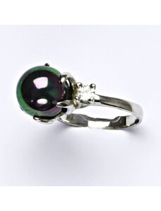 Čištín s.r.o. Stříbrný prsten s um. perlou, prsten ze stříbra, černá perla se skutečným perleťovým leskem T 1190