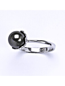 Čištín s.r.o. 1 Stříbrný prsten se Swarovski dark perlou 8 mm, T 1351