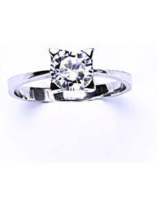 Čištín s.r.o. Stříbrný prsten, zirkon čirý, zásnubní prsten, šperky se zirkony, T 1269