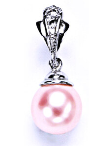 Čištín s.r.o. stříbrný přívěšek s umělou růžovou perlou, šperky P 1193/1