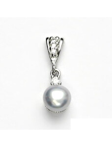 Čištín s.r.o. Zlatý přívěsek, přírodní říční perla stříbrná 8 mm, bílé zlato, P 1207/2