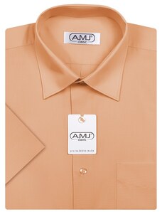 Pánská košile AMJ jednobarevná JK052, pomerančová, krátký rukáv