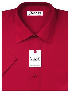 Pánská košile AMJ jednobarevná JK104, červená, krátký rukáv