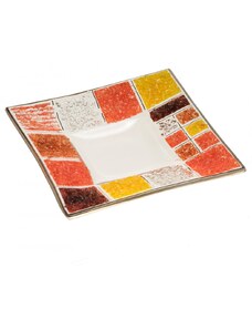 WAGA - sklenená miska Coral Karo oranžová - 15 x 15 cm