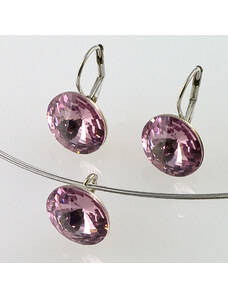 Klimm Náušnice + náhrdelník fialová Rivoli 14 mm se Swarovski Elements Light Amethyst