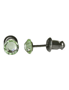 JSB Náušnice Swarovski Elements s broušeným krystalem, visací, tvar tečka, světle zelené, 713907chrysolite