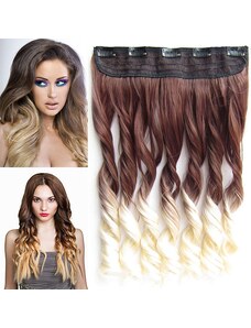 GIRLSHOW Clip in vlasy - 55 cm vlnitý pás vlasů lokny OMBRE - odstín 6T613