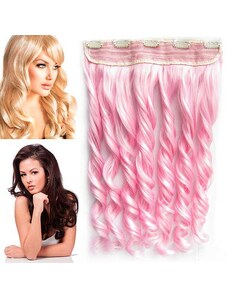 GIRLSHOW Clip in pás vlasů - lokny 55 cm - světle růžová