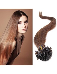 GIRLSHOW Vlasy na metodu keratin 51 cm, kvalita Remy AAA, sada 100 ks x 0,5 g - 4 - hnědá