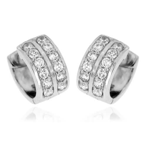 Zlatnictví U Kostela Stříbrné náušnice kroužky s třpytivými zirkony AE3844