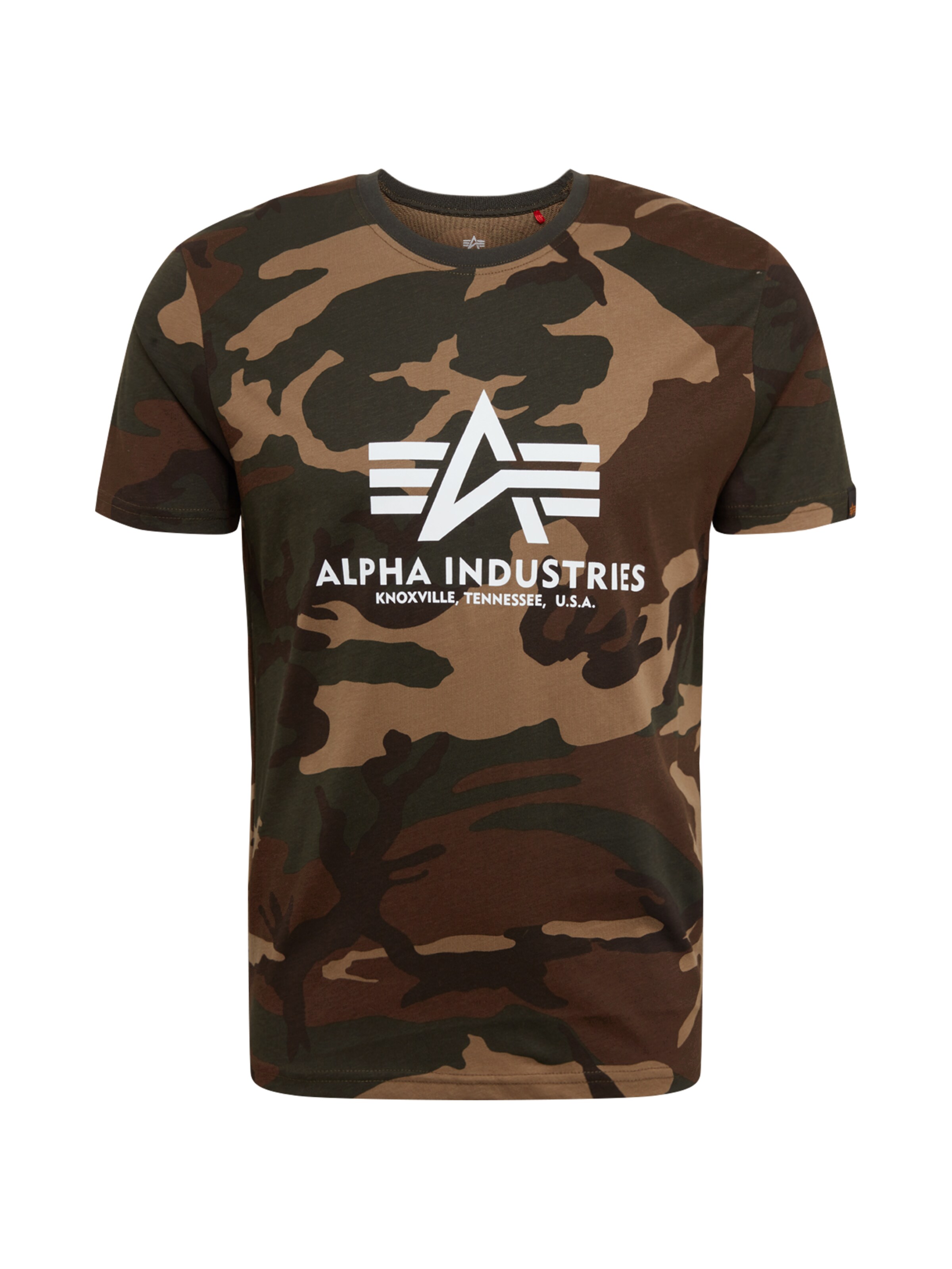 ALPHA INDUSTRIES Tričko tmavě béžová / hnědá / olivová / bílá