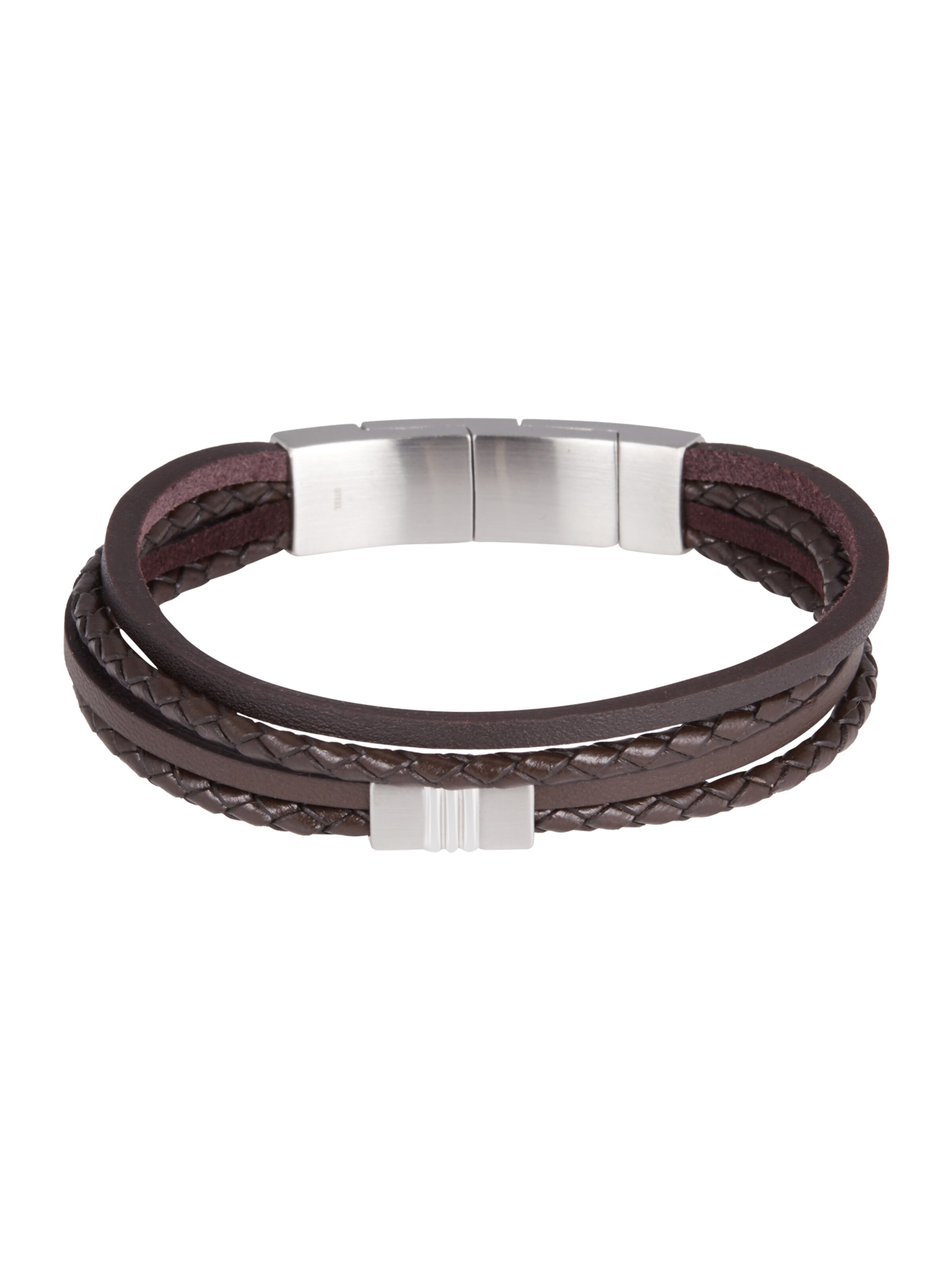 FOSSIL Náramek tmavě hnědá / stříbrná