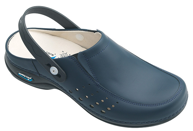 Nursing Care BERLIM WG4AP03 pracovní kožená pratelná obuv s certifikací unisex s páskem tmavě modrá