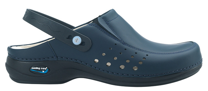 Nursing Care BERLIM WG4AP03 pracovní kožená pratelná obuv s certifikací unisex s páskem tmavě modrá