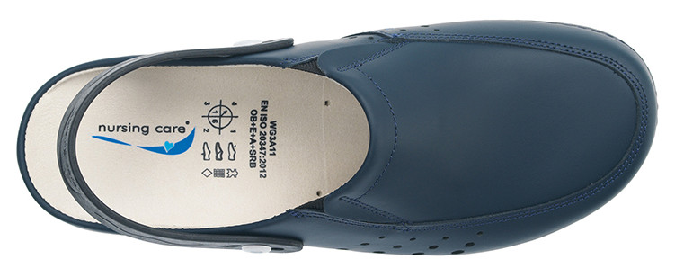 Nursing Care BERLIM WG4AP03 pracovní kožená pratelná obuv s certifikací unisex s páskem tmavě modrá