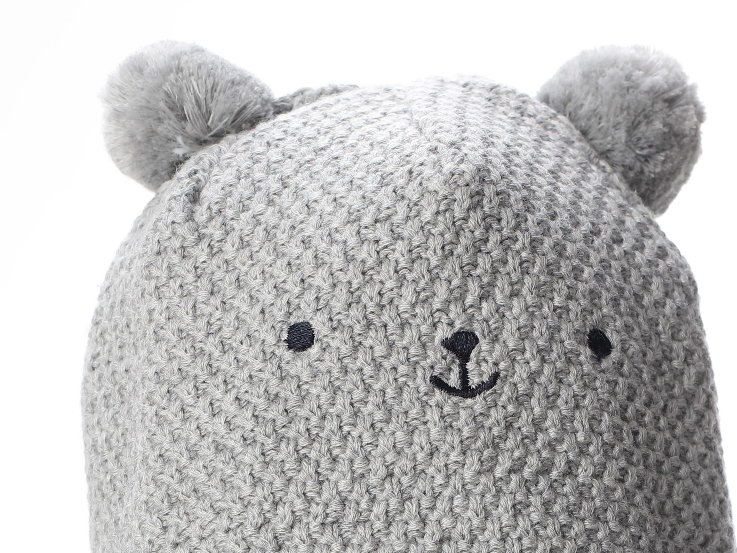 Maximo Kojenecká pletená čepice s bambulí Méďa šedá