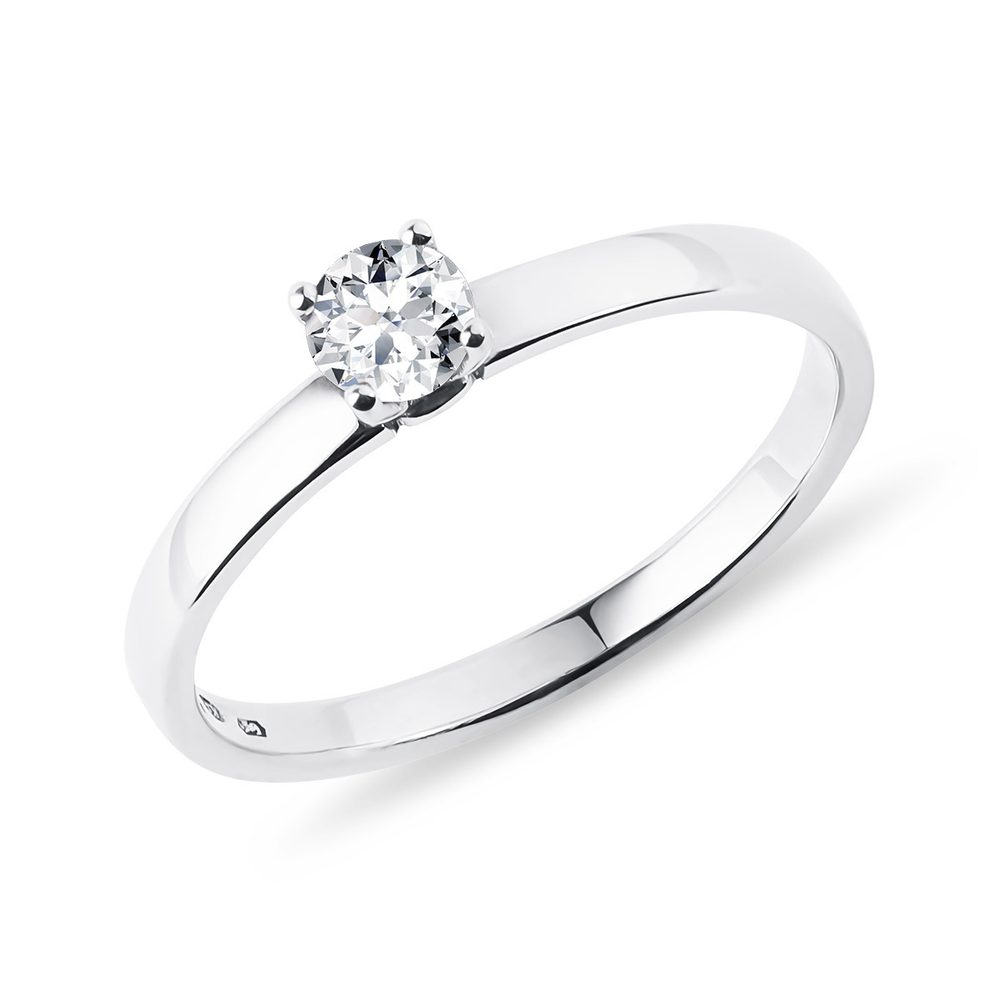 Klasický zásnubní prsten z bílého zlata s diamantem KLENOTA k0517012 -  GLAMI.cz