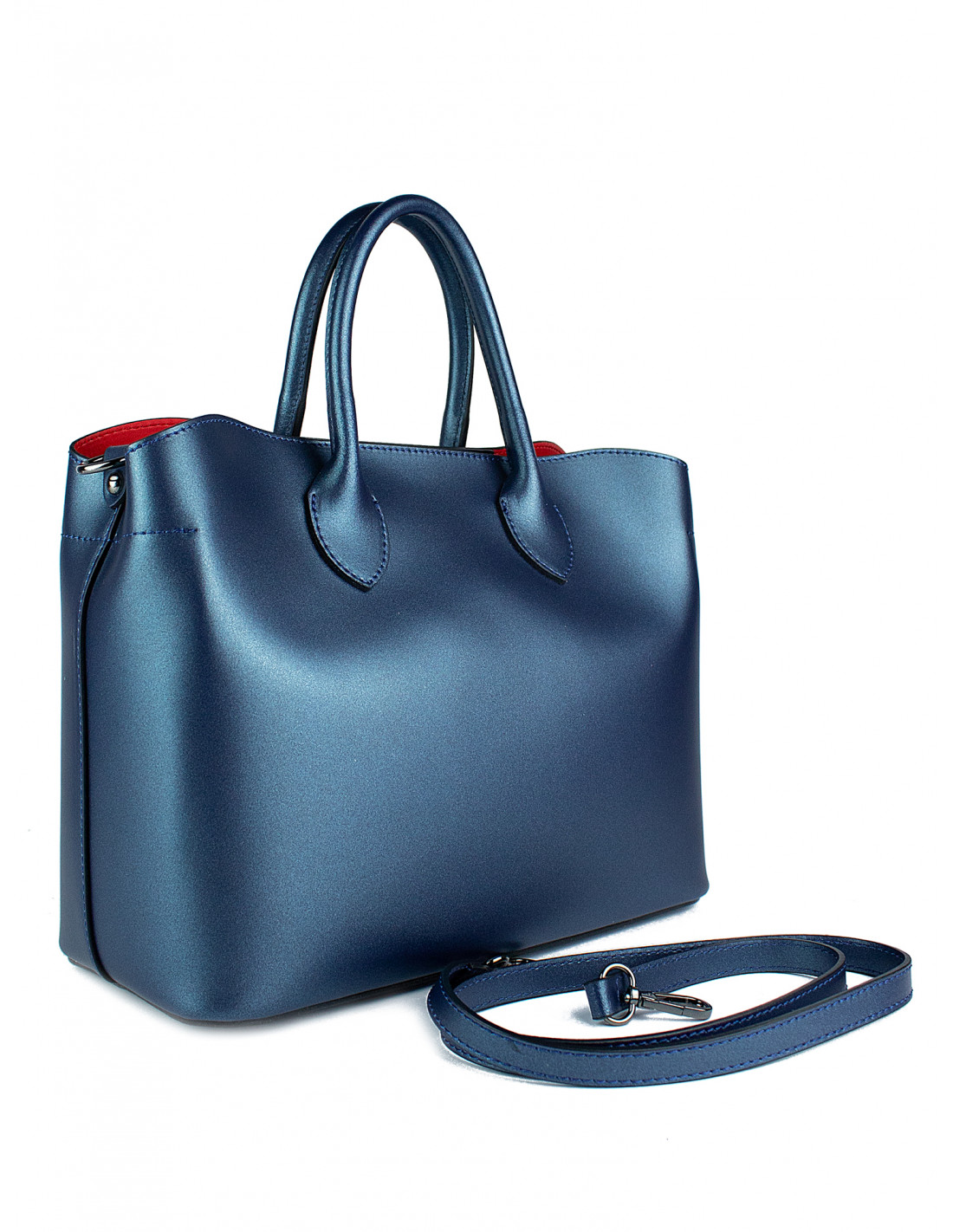 GIOSTRA Italská kožená kabelka Erica Tmavě modrá